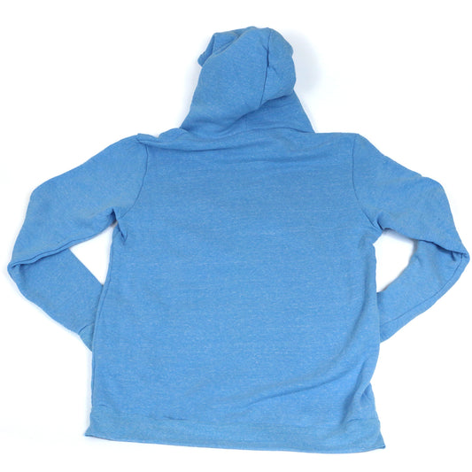 Blue Zip Up Hooded Sweatshirt with Josh Hall Surfboards Patch