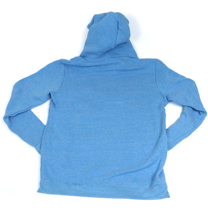 Blue Zip Up Hooded Sweatshirt with Josh Hall Surfboards Patch